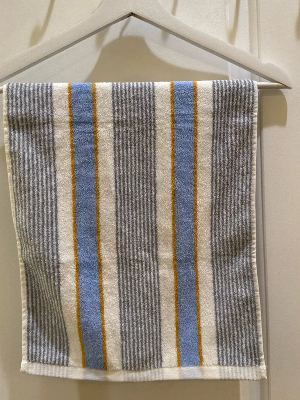 Striped Blue, Gray & Gold Hand Towel